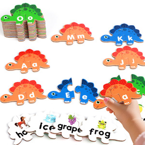 Juego Educativo Temprano para Bebés, Aprendizaje del Alfabeto, Juego <span class=keywords><strong>de</strong></span> Reconocimiento Montessori, Rompecabezas <span class=keywords><strong>de</strong></span> <span class=keywords><strong>Letras</strong></span> Inglesas para Niños, Juguetes <span class=keywords><strong>de</strong></span> Madera con Dinosaurios - Product Image 3