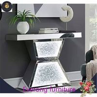 Tables consoles modernes de luxe de style américain avec éclairage LED RVB et incrustations de diamants écrasés pour le salon