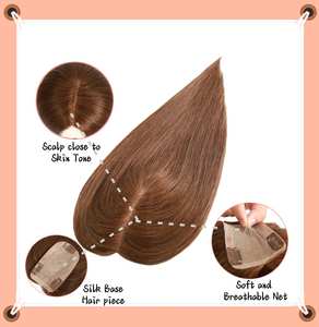 サロン品質3X 5インチシルクベース短くない髪薄め自然な見た目本物のブロンド人毛トッパー女性用高速船 - Product Image 4