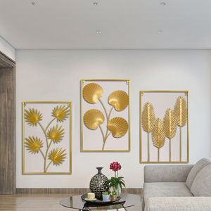 Décoration Murale Art <span class=keywords><strong>Déco</strong></span> <span class=keywords><strong>Feuille</strong></span> Florale en Fer, Artisanat Métallique Personnalisable et Durable pour Salon, Hall d'Entrée et Fond <span class=keywords><strong>de</strong></span> Télévision - Product Image 2