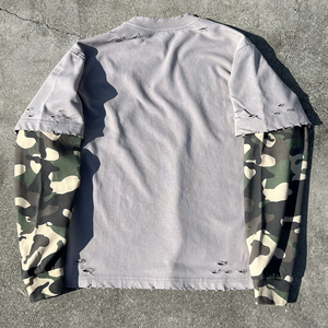 Camiseta Oversize con Estampado Desgastado, Camiseta Térmica de Camuflaje de Diseñador, Camiseta de Manga Larga de Doble Capa con Gráfico Personalizado para Hombre - Product Image 2