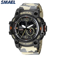 Montre numérique SMAEL 8007MC étanche 50m, montre à quartz LED, montre de sport unisexe, grande montre avec chronomètre, alarme, luminescence