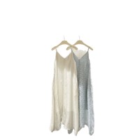 Robe longue sans manches en jacquard tissé foncé haut de gamme, style coréen décontracté pour l'été, pour femmes