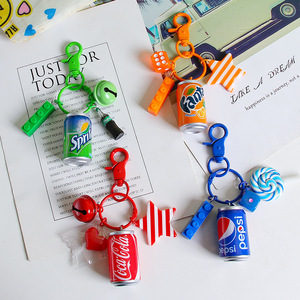 Soda chai phim hoạt hình thực phẩm Keychain nước giải khát chai với Ice Cube Mặt dây chuyền 3D kim loại Keychain dễ thương túi quyến rũ cho các cặp vợ chồng - Product Image 5