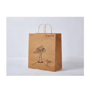Sac cadeau en papier kraft personnalisable à poignée recyclée avec impression offset pour l'emballage de vêtements et d'autres marchandises à usage promotionnel - Product Image 2