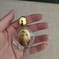 Nouvelle Bouteille d'Eau Bénite Portable en Verre de Cristal et Alliage, avec Motifs de Roses en Relief, pour Voyage, Objet Sacré Catholique