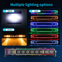 Barre lumineuse tout-terrain T-BULL 20 pouces à LED haute puissance, double couleur blanc/ambre, anneau halo RGB, pour Wrangler JK, toit, conduite, pick-up, voiture
