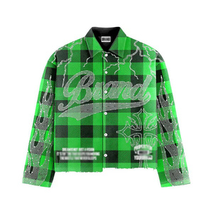 Camicia da <span class=keywords><strong>Uomo</strong></span> <span class=keywords><strong>su</strong></span> <span class=keywords><strong>Misura</strong></span> di Produzione Antica in Flanella di Cotone 100% Stile Retrò Streetwear di Alta Qualità Casual Monopetto con Strass - Product Image 6