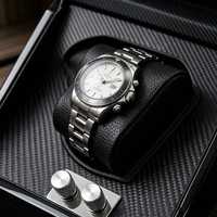Boîte à montres automatique de luxe écologique en fibre de carbone et verre, modèle T.Wing-Pak, avec 4 remontoirs gyroscopiques rectangulaires pour montres