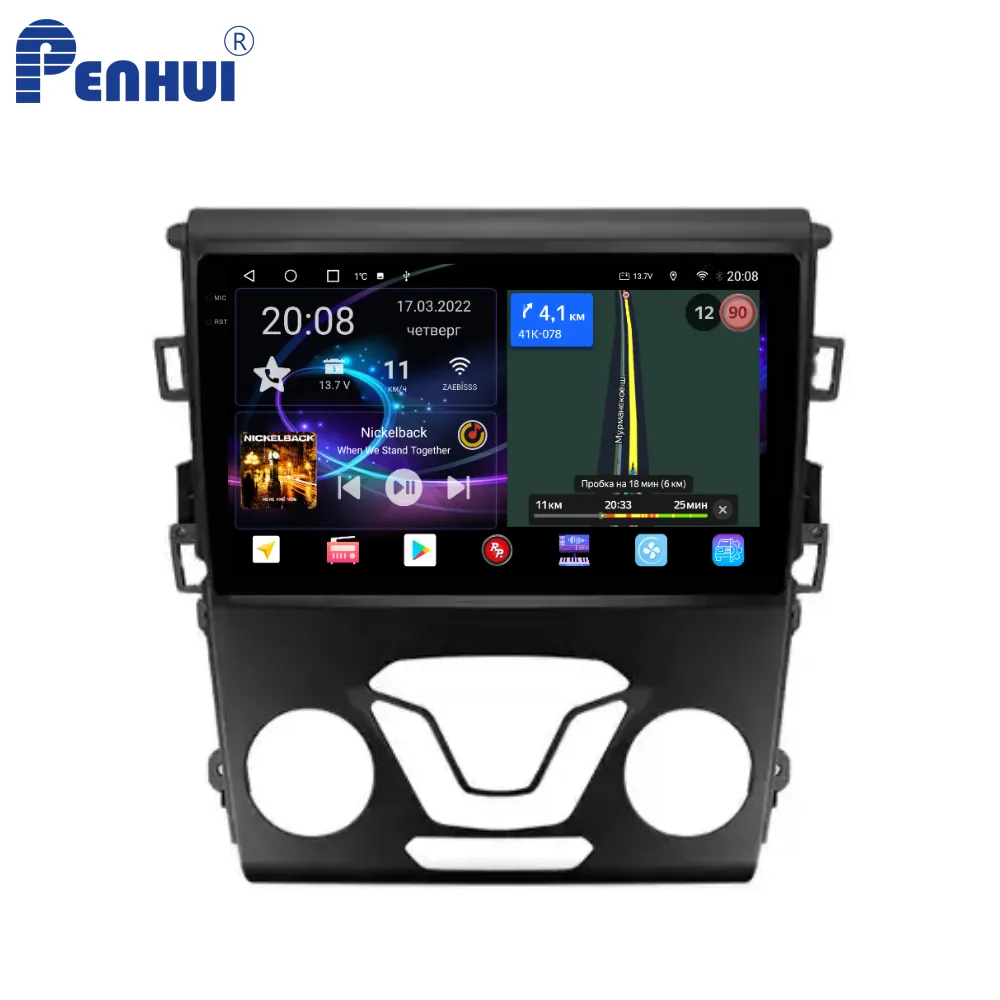 مشغل أقراص DVD للسيارة يدعم Android من Penhui لسيارة Ford Mondeo 5 2014 - 2019 راديو ونظام تحديد المواقع والملاحة مشغل صوت وفيديو للسيارة مشغل وسائط متعددة 2