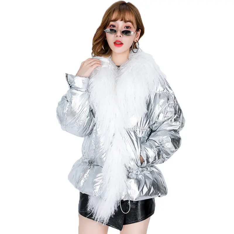 Wholesale Real White Short Winter Fur Collar Coat Daunenjacke Ladies Jacket Duck Down Coat
