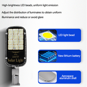 Lampe solaire LED de rue 200W avec capteur solaire, qualité d'usine, éclairage extérieur pour usage domestique - Product Image 2