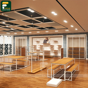 Modern Clothing Boutique Garment Rack Display Cabinet Wall Panel <b>Reception</b> <b>Counter</b> Lighting Showcase Unit - Product Image 4