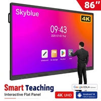Pizarra Interactiva Inteligente con Pantalla Táctil LCD de 65, 75, 86 y 100 Pulgadas, Infrarroja, con IA, para Aulas, Color Azul Cielo, Precio Económico