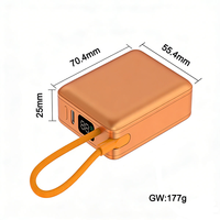Batterie externe ultra-mini 10000mAh Li-Polymère avec logo personnalisé, ignifuge, câble Type-C intégré, écran LED, approuvée par les compagnies aériennes, portable