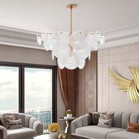 Lustre en laiton moderne luxe style européen nuage plaque verre blanc éclairage décoration hôtel chambre personnalité créative