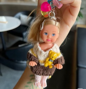 Plush Keychain Cute Mini Doll in Knit Sweater Keychain Cozy Doll Pendant Adorable Bag Accessory Warm Gift for Kids and Girls - Product Image 4