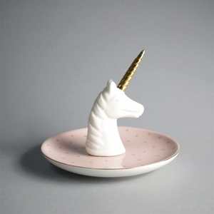 Plato Redondo de Cerámica Personalizado con Unicornio Blanco para Decoración - Product Image 2