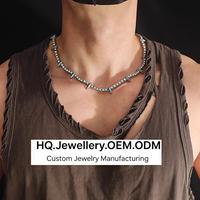 Collier tendance à chaîne avec accents en pointes et pierres entièrement pavées, en acier inoxydable hypoallergénique, bijoux fins unisexes de précision, vente chaude