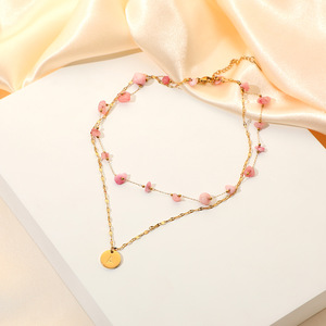 Hot <span class=keywords><strong>B</strong></span>án Vàng Mạ Chuỗi Đá Tự Nhiên Đính <span class=keywords><strong>C</strong></span>ườm Vòng <span class=keywords><strong>C</strong></span>ổ Lớp Thép Không Gỉ Ban Đầu Thư Mặt Dây Chuyền Vòng <span class=keywords><strong>C</strong></span>ổ Cho Phụ Nữ - Product Image 6