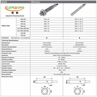 Capteur de proximité inductif miniature LORDDOM, filetage M6, 1 mm, NPN PNP NO NC, 3 fils, DC 10-30V, IP67, nickelé