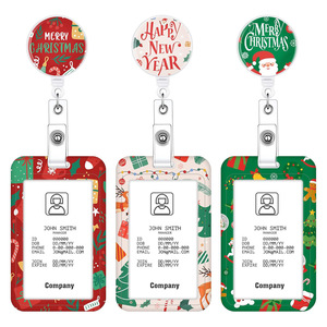 Cross-border embossed card <b>holder</b>, Santa Claus retractable easy-pull buckle name tag/<b>ID</b> card <b>holder</b>, MERRY CHRISTMAS - Product Image 1