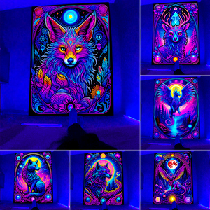 Tapisserie murale en tissu fluorescent style <span class=keywords><strong>Hippie</strong></span> Bohème, motif animal fantastique, pour décoration esthétique de dortoir et chambre - Product Image 3