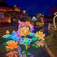Çin Zigong Koi Lotus İpek LED Fener Su Geçirmez Dış Mekan Festivali Diwali Yeni Gelen Özel Fabrika Avlu Süsü