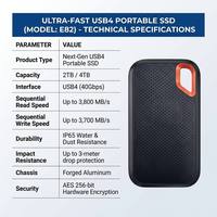 قرص صلب خارجي محمول USB4 بسعة 4 تيرابايت وسرعة فائقة تصل إلى 3800 ميجابايت/ثانية و40 جيجابت/ثانية من نوع Type-C لتحرير الفيديو الاحترافي بدقة 8K