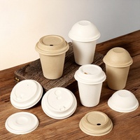 Gobelet à café en bagasse 12 oz à paroi simple, personnalisable, jetable, biodégradable, couleur naturelle, écologique, vente en gros