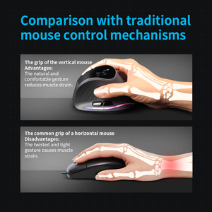 ZELOTES Nouvelle souris verticale ergonomique <span class=keywords><strong>F35C</strong></span> 4000 DPI 2.4G Bt Souris sans fil programmable RGB avec écran - Product Image 5