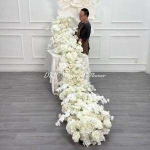 DKB Custom Super Long 360cm Blanco <span class=keywords><strong>Mesa</strong></span> Flor Camino con Rosa Hortensia Orquídeas Lujo Banquete Evento <span class=keywords><strong>Mesa</strong></span> Arreglo Floral - Product Image 4