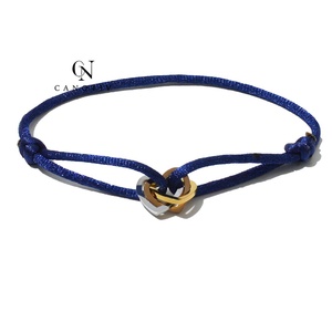 Braccialetti con ciondolo a cuore in acciaio oro, argento, oro rosa, con cordino intrecciato rosso e nero, gioielli fatti a mano, all'ingrosso - Product Image 4
