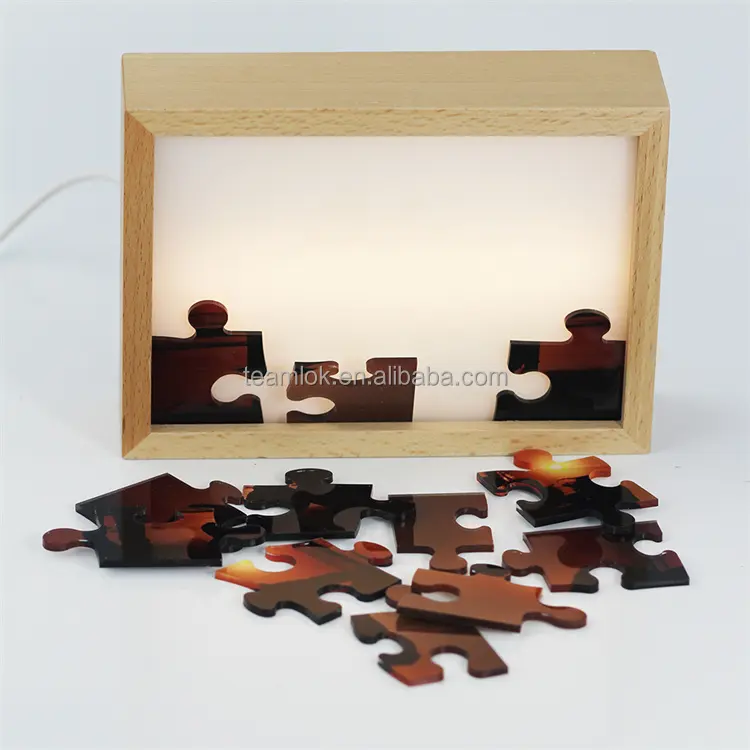 एलईडी फोटो फ्रेम आरा पहेली परिवार तस्वीर फ्रेम पहेली 2d/3d 2d लकड़ी पहेली कस्टम लकड़ी प्लास्टिक एक्रिलिक अनुकूलित यूनिसेक्स