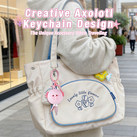 Kabel Pengisi Daya Cepat Retraktil 60W Axolotl Pink Lucu USB C ke USB C Universal Kartun 3D PVC Axolotl Tipe C