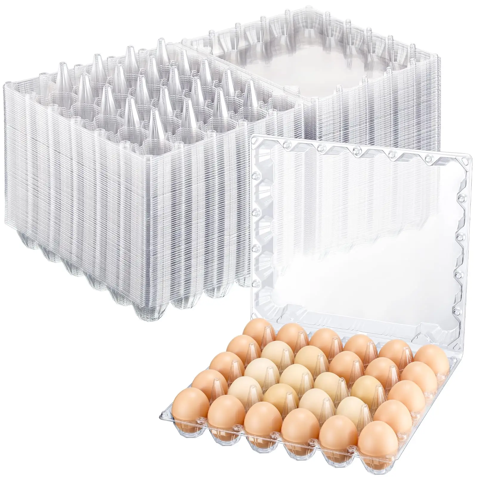 Caixas De Ovos De Frango Descartáveis De 30 Furos Transparente Limpar Egg Tray Farm Egg Holders Clamshell Packaging Box