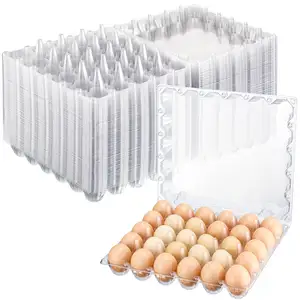 Cajas de cartón desechables para huevos de gallina, bandeja transparente para huevos, soportes para huevos de granja, caja de embalaje tipo concha, 30 agujeros