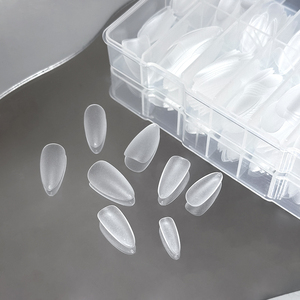 420 capsules d'ongles artificiels mats, forme amande, cercueil, en T, couvrance totale, <span class=keywords><strong>faux</strong></span> ongles givrés, pointes en <span class=keywords><strong>gel</strong></span> souple - Product Image 6