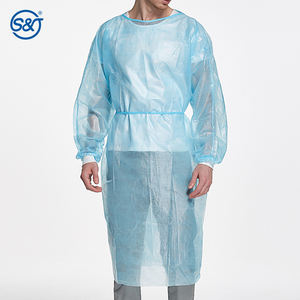 SJ robe d'isolation jetable imperméable revêtement PE <span class=keywords><strong>EN</strong></span> <span class=keywords><strong>13795</strong></span> sur PP couche robe jetable médicale - Product Image 4