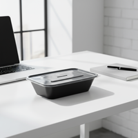 Contenants en plastique jetables pour micro-ondes de 500/650/750/1000 ml, boîtes de rangement pour aliments à emporter en PP rectangulaires