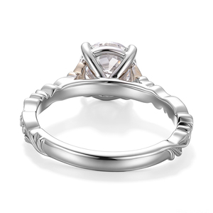 Bague de fiançailles en or blanc massif véritable, style classique, avec diamant de laboratoire taillé à l'ancienne façon européenne, personnalisée Provence, pour femme. - Product Image 2