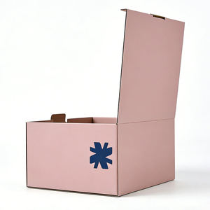 <b>Pink</b> Self Erecting Paperboard <b>Box</b> With Handle And UV Printed Logo For <b>Gift</b> And Craft Use - Product Image 5