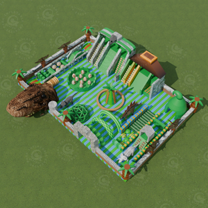 Parc d'attractions gonflable commercial sur le thème des dinosaures <span class=keywords><strong>Jurassic</strong></span> <span class=keywords><strong>World</strong></span> avec toboggan pour location événementielle - Product Image 3