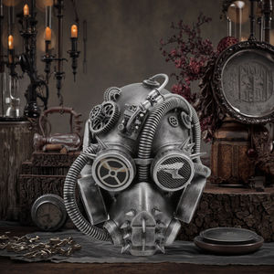 Steampunk Gothic Stil Vollgesichts-Robotermaske Silber Gasmaske futuristische Party-Maske für Halloween Gruseliges Horror-Kostüm Heimdekoration - Product Image 1