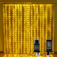 Guirlandes lumineuses LED en forme de rideau, étanches, pour extérieur, indice de protection IP44, à intensité variable, avec prise, blanc chaud, décoratives pour Noël