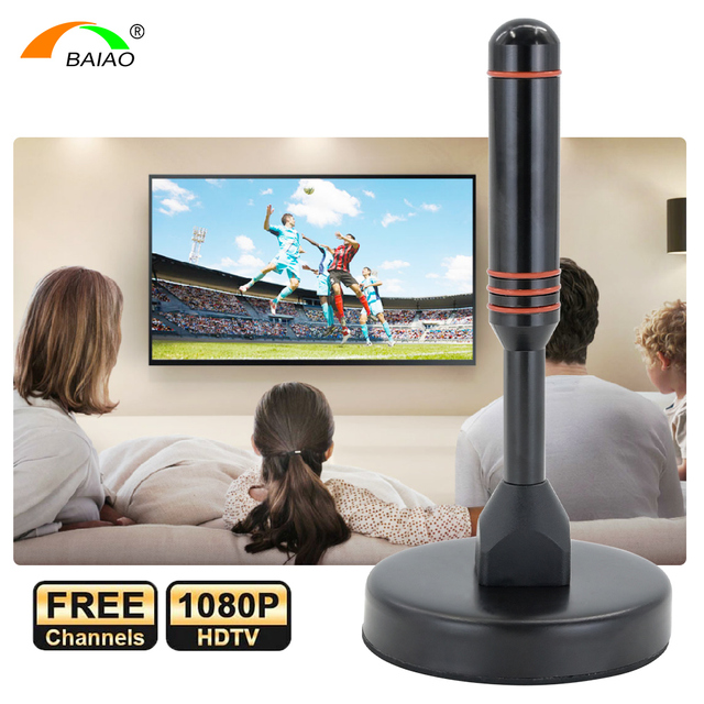 Digital HDTV Antenna with 600 Miles Range 10ft Coax Cable & Amplifier Signal Booster TV Aerial Indoor/Outdoor Magnetic Base