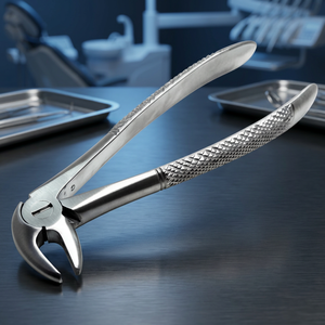 Forceps d'extraction dentaire en argent avec poignée moletée, instrument chirurgical manuel de classe I - Product Image 2
