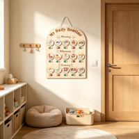 Tableau de responsabilités ménagères personnalisé en bois réutilisable pour enfants, liste de tâches quotidiennes pour tout-petits, tableau mural pour récompenses, planificateur de tâches domestiques