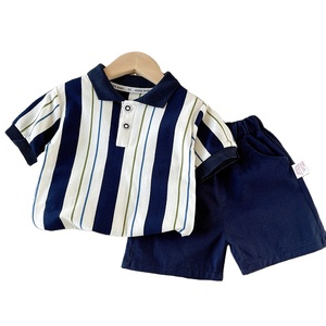 Summer Child Clothes <strong>Set</strong> Baby Boys Polo <strong>Short</strong> Sleeve Striped Top and <strong>Shorts</strong> Pants <strong>Infant</strong> Cute Pure Cotton Toddler Clothing <strong>Set</strong> - Product Image 1