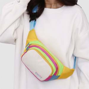 Sac à bandoulière à lettres portable à blocage coloré pour femmes à la mode avec fermeture à glissière Logo personnalisable - Product Image 3